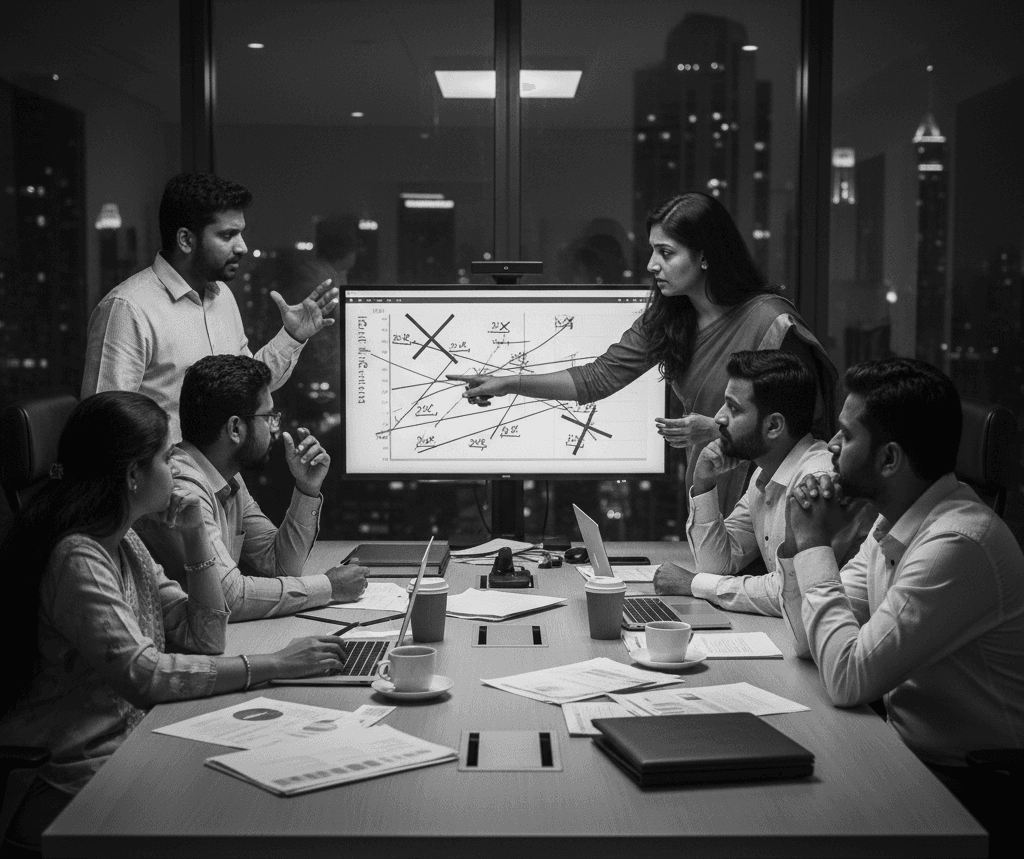 Team with misaligned arrows